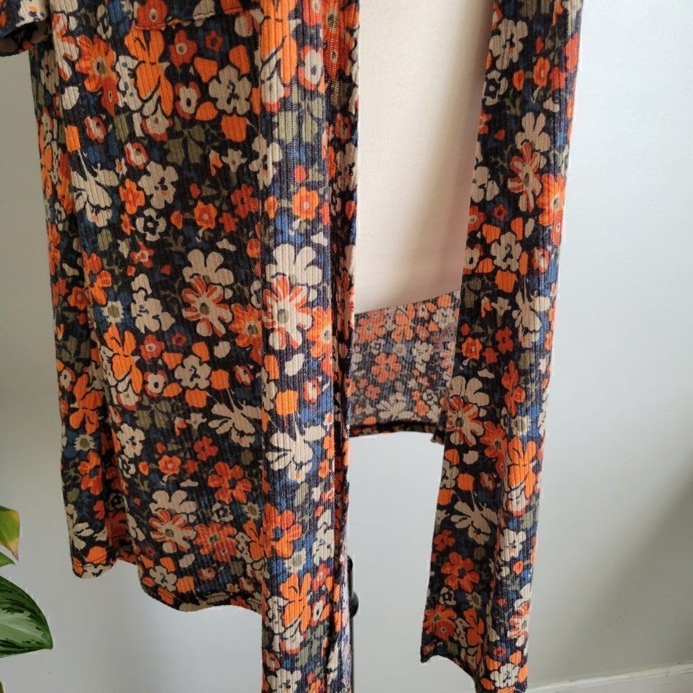 EUC LULAROE DITSY FLORAL LONG LIGHT WEIGHT POCKET CARDIGAN SIZE XS - Picture 11 of 13